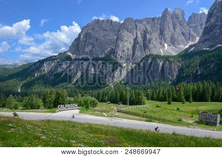 Beautiful Summer Mountain View Of Sella Group On Dolomites