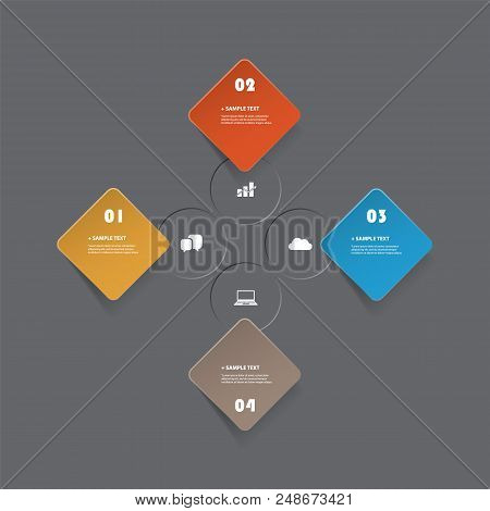 Colorful Modern Paper Cut Style Infographics Design - Set Of Minimalist Numbered Geometric Shapes, R