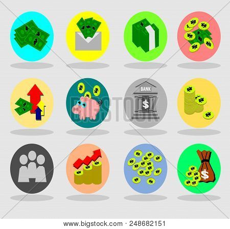 Bank, Money And Cash, Business Vector Illustration.