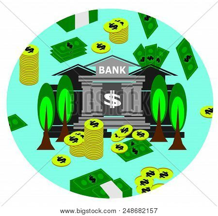 Bank, Money And Cash, Business Vector Illustration.