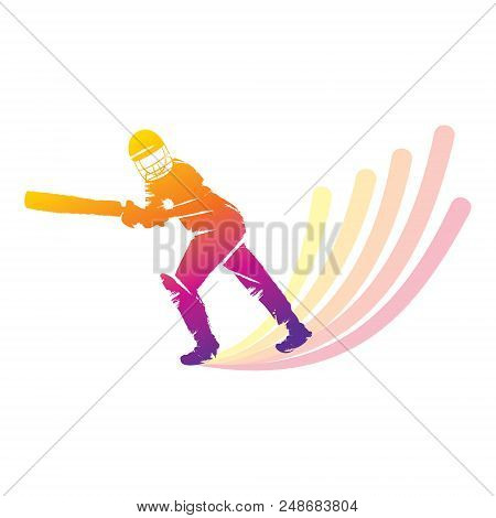 Colorful Cricket Player Hitting Big Shot, Cricket Player Illustration