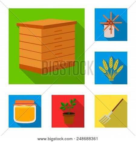 Farm And Gardening Flat Icons In Set Collection For Design. Farm And Equipment Vector Symbol Stock  