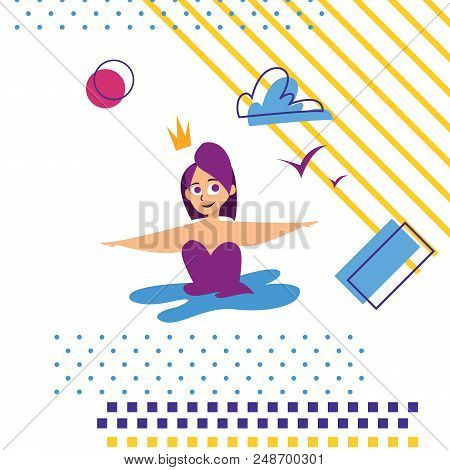 Summer Holidays. Woman In The Beach. Summer Beach Party Flyer Design With Girl. Beach Party. Woman I