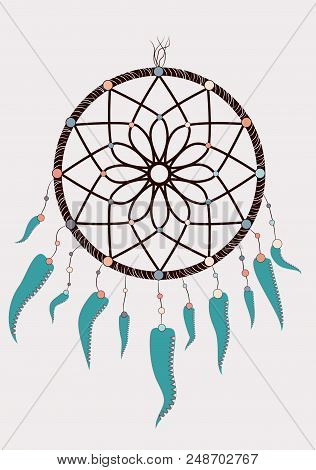Dream Catcher Boho Native American Indian Talisman Dreamcatcher. Clothes Ethnic Tribal Design. Magic