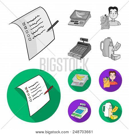 Package, Scales, Banana, Fruit .supermarket Set Collection Icons In Monochrome, Flat Style Vector Sy