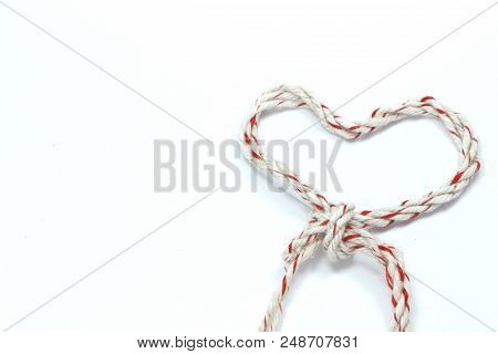 Heart Shape Made From Rope On White Background. Symbol Of Love. Valentine Day.