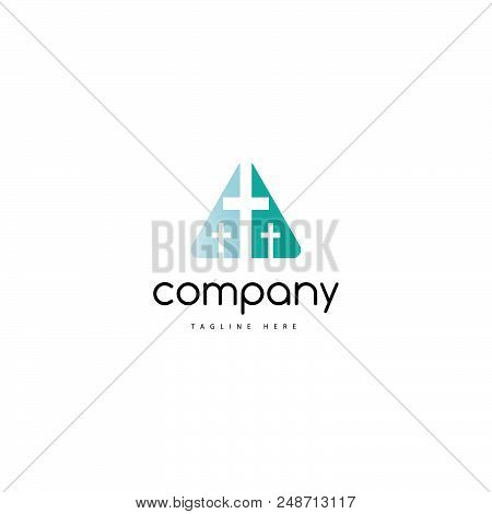 On The Logo Is An Abstract Image Of Three Crosses.