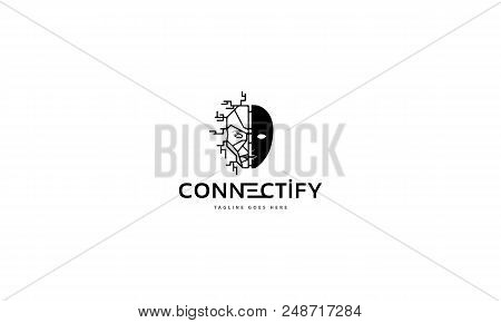 On The Logo Is An Abstract Image Of The Union Of Man And Technology.