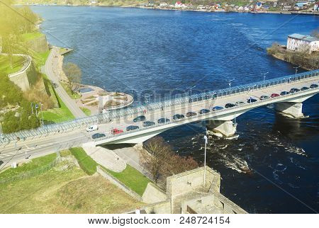 The Bridge Between Ivangorod And Narva. Border Of Estonia And Russia.