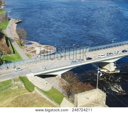The Bridge Between Ivangorod And Narva. Border Of Estonia And Russia.
