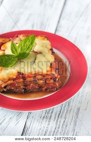 Portion Of Italian Eggplant Parmigiana Di Melanzane