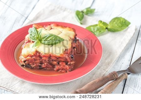 Portion Of Italian Eggplant Parmigiana Di Melanzane