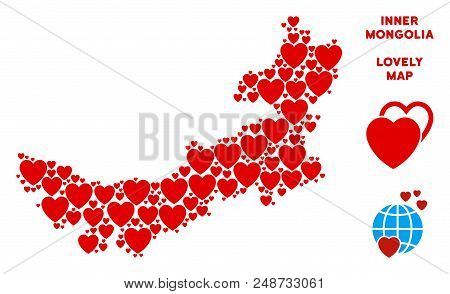 Lovely Chinese Inner Mongolia Map Mosaic Of Red Hearts. We Like Chinese Inner Mongolia Map Template.