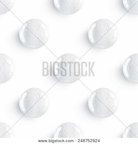 Blank White Soccer Ball Mockup Seamless Pattern, 3d Rendering. Clear Tileable Football Sphere Patern