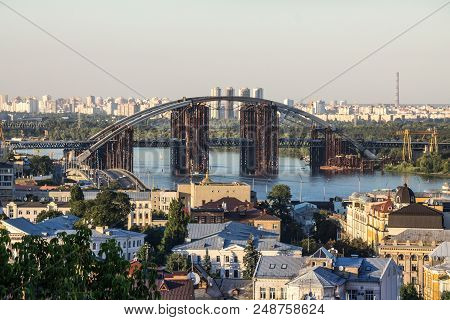 Unfinished Bridge In Construction Over A River Taken. This Bridge, Podilsko Voskresensky, Is One Of 
