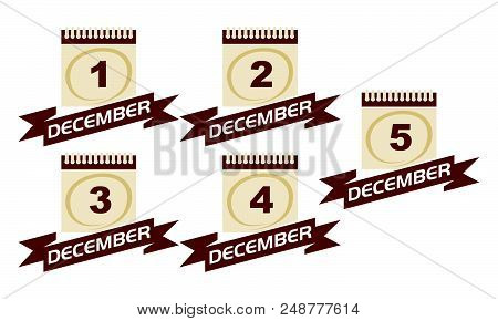 Calendar Desember With Ribbon Set Design Template Vector