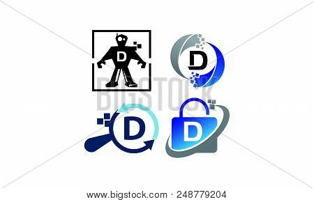 Technology Application D Set Logo Design Template Vector
