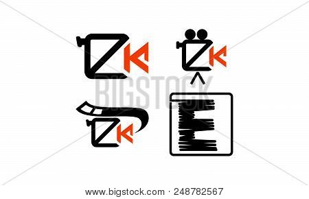 Movie Studio Letter E K Set Logo Template Vector