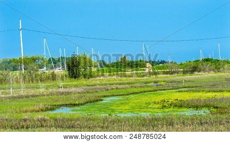 Padnaram Habor Green Grass Salt Water Marsh Dartmouth Masschusetts