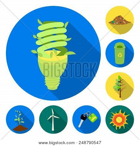 Bio And Ecology Flat Icons In Set Collection For Design. An Ecologically Pure Product Vector Symbol 