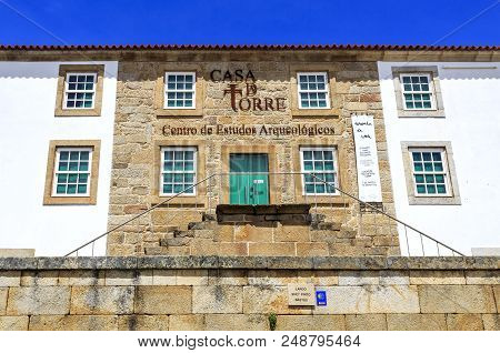 Caria, Portugal - June 18, 2018:  Facade Of The Tower House (casa Da Torre) Built In The 14th Centur