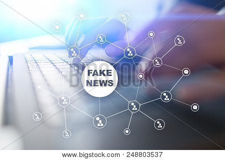 Fake News Warning On The Virtual Screen
