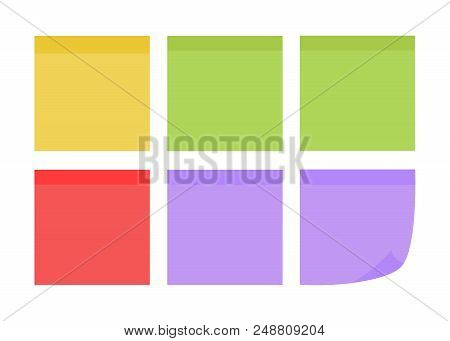Multicolor Notes Post It. Colored Sticky Note Set. Multicolor Post It Notes Isolated