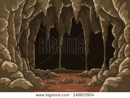 Illustration Of Cartoon The Cave With Stalactites