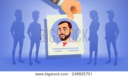 Human Recruitment Vector. Man. Business Man Picked In Recruitment. Pick Up. Individual. Group Of Bus