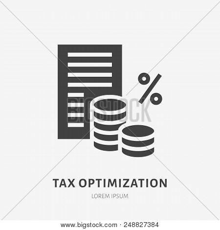 Tax Optimization Flat Glyph Icon. Paysheet Money Sign. Solid Silhouette Logo For Legal Financial Ser