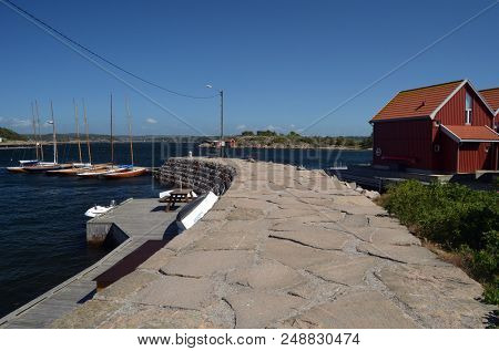 Marina of the Norwegian fishing town Hvaler . June 19,2018. Hvaler,Norway