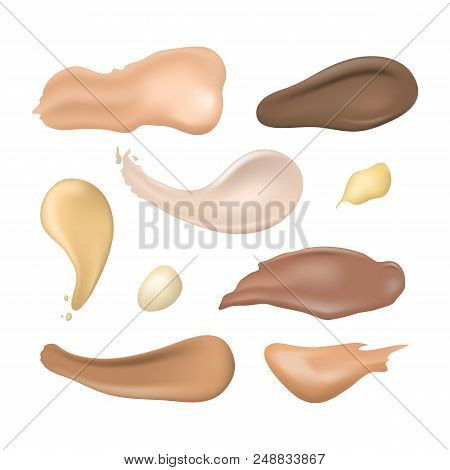Realistic Detailed 3d Cosmetic Concealer Smear Strokes Set Various Tone Cream For Care Skin Closeup 