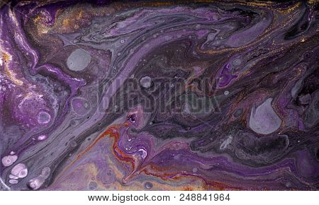 Marble Abstract Acrylic Background. Marbling Artwork Texture. Agate Ripple Pattern. Gold Powder