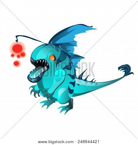 Fantasy Animal Turquoise Color Isolated On White Background. Vector Cartoon Close-up Illustration