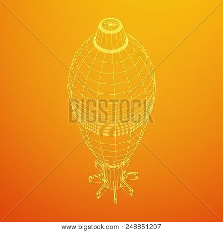 Missile, Nuclear Bomb Or Mortar Mine Wireframe Low Poly Mesh Vector Illustration