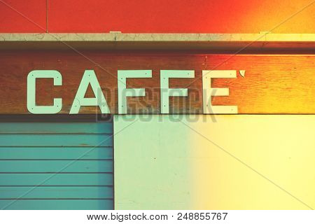 Retro sign of a cafe in Venice, Italy. Caffe (it.): cafe, coffee