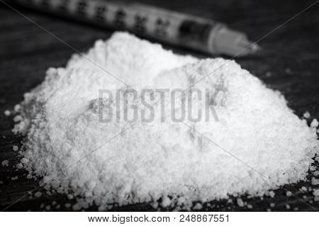 The Heroin Close Up On The Table, Drugs Crime Abstract