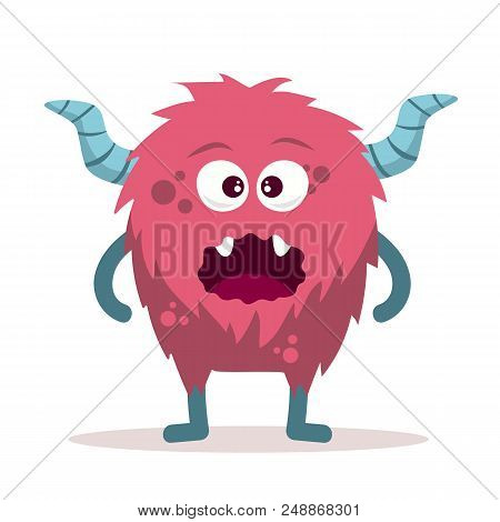 Cute Cartoon Monster Isolated On White Background.cartoon Monster Avatar. Halloween Concepr. Vector 