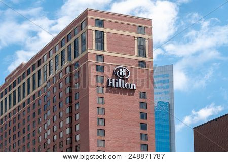 Hilton Hotel Exterior And Logo