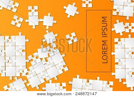 Orange Background Puzzle. Jigsaw Puzzle Banner. Template Shape. Abstract Background. Vector