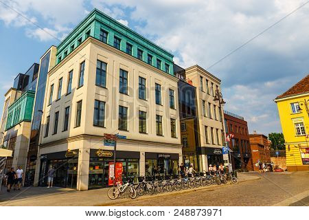 Bydgoszcz, Poland, May 31, 2018: Old Town In Bydgoszcz. Bydgoszcz Is Architecturally Rich City, With