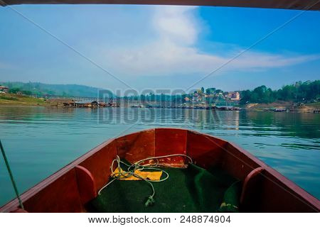 Boat On Songgaria River Sangkhla Buri Kanchanaburi Thailand,unseen Thailand,boat Travel