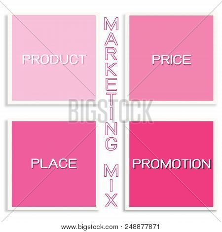 Business Concepts, Illustration Of Marketing Mix Or 4ps Model For Management Strategy Diagram In Pin
