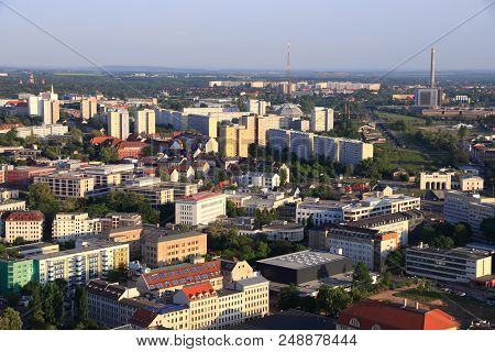 Leipzig City In Germany (state Of Sachsen). Cityscape With Marienbrunn And Connewitz Residential Dis