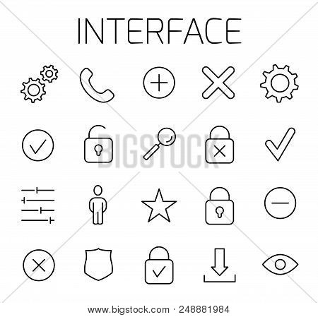 Interface Related Vector Icon Set. Well-crafted Sign In Thin Line Style With Editable Stroke. Vector