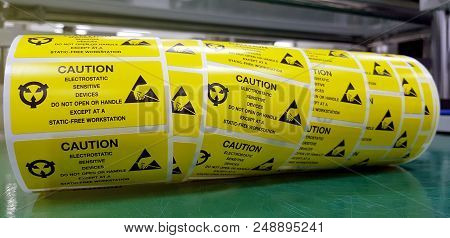 Yellow Caution Label,special Label Symbol For Electrostatic Sensitive Devices.