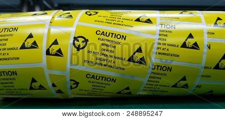 Yellow Caution Label,special Label Symbol For Electrostatic Sensitive Devices.