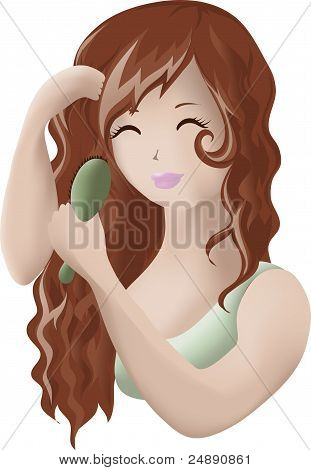 Ragazza pettinando i capelli