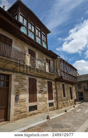 Puebla de Sanabria, Spain - May 30, 2018: Old houses of Puebla de Sanabria, Castilla y Leon, Spain