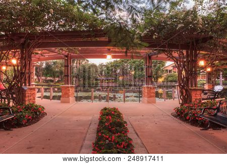 Nighttime Entryway Of The Garden Of Hope And Courage